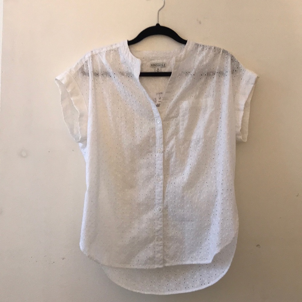 J. Crew Mercantile white eyelet blouse